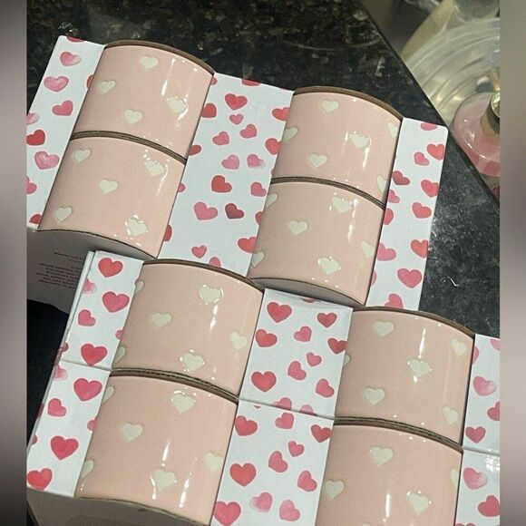 Set of 2 The Bakeshop Valentine's Ramekins Pink With White Hearts - 8 total - Picture 4 of 6
